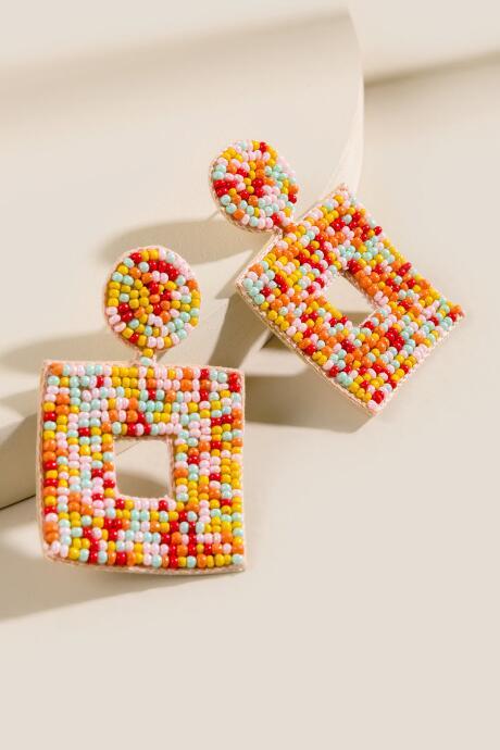 Francesca's Dani Multi Beaded Statement Earrings - Multi