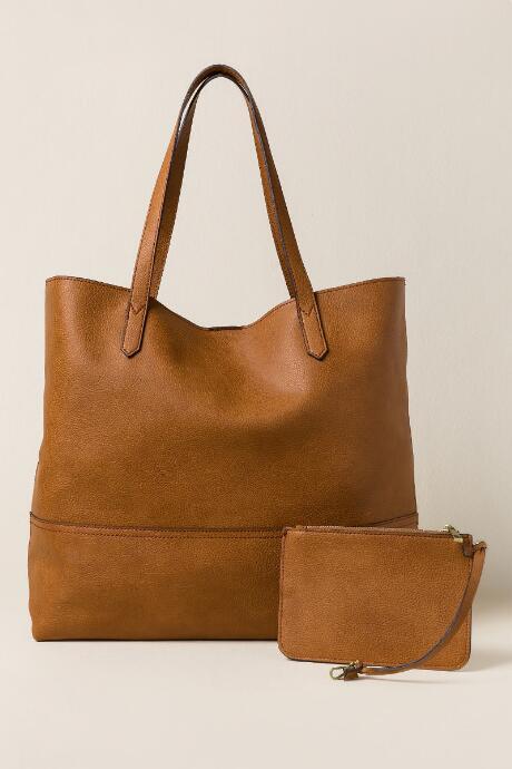 Francesca's Sabina Distressed Tonal Tote - Cognac