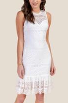 Francesca's Destiny Ruffled Hem Sheath Dress - White