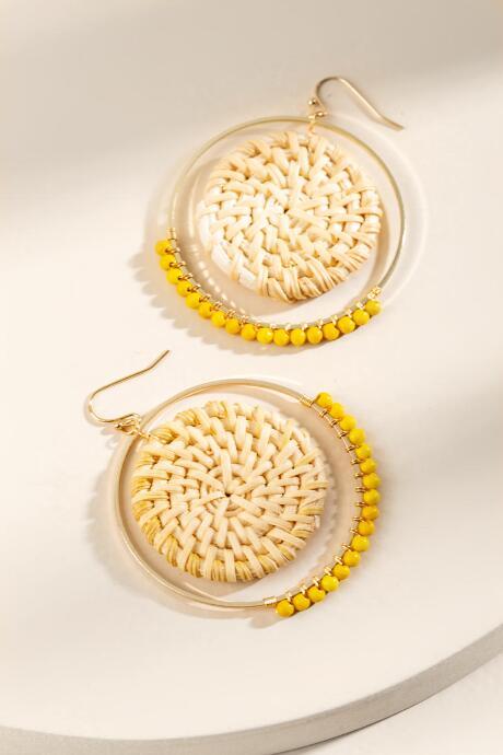 Francesca Inchess Eloise Rattan Statement Earrings In Yellow - Yellow