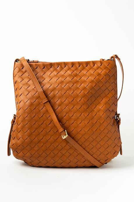 Francesca's Leslie Woven Hobo Bag - Tan