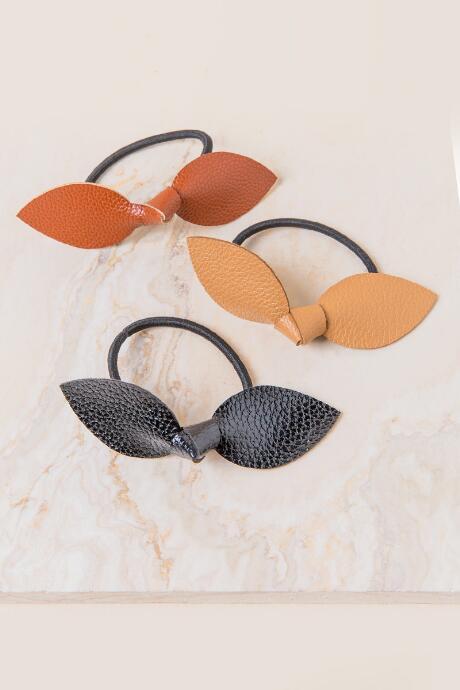 Francesca Inchess Hadley Vegan Leather Hair Ties - Brown