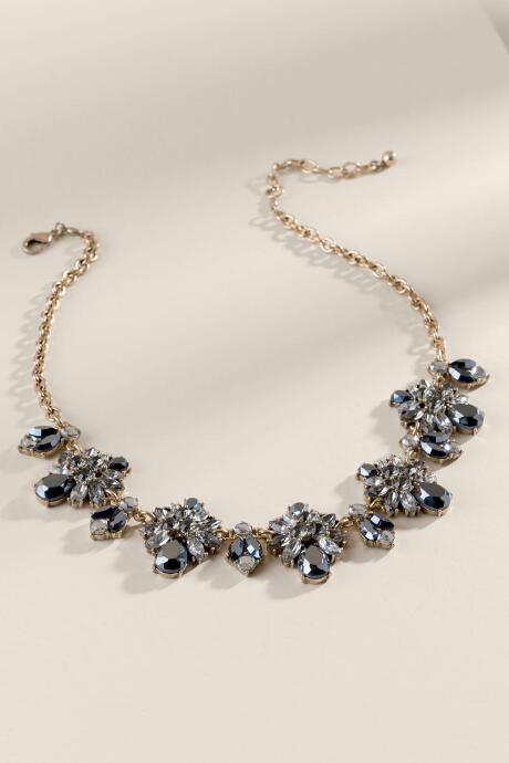 Francesca's Carolina Crystal Statement Necklace - Hematite