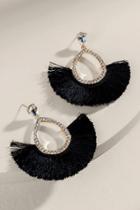 Francesca's Brenna Crystal Post Tassel Drop Earrings - Black