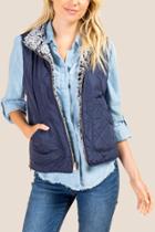 Francesca Inchess Kylie Reversible Puffer Cozy Vest - Navy