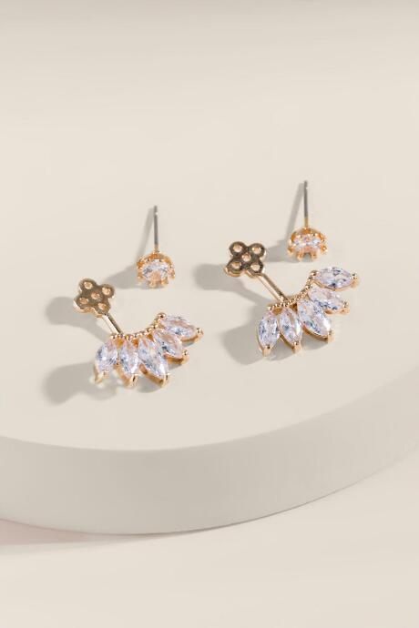 Francesca's Grace Cz Marquis Ear Jackets - Crystal
