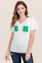 Sweet Claire St. Patty Shamrock Graphic Tee - White