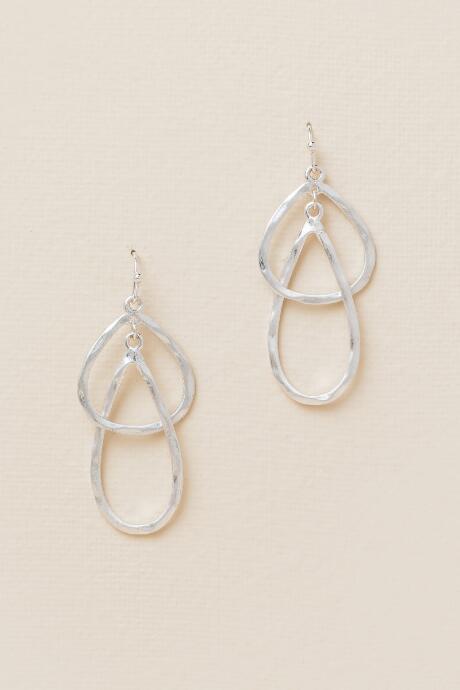 Francesca's Adrienne Double Teardrop Earring - Silver