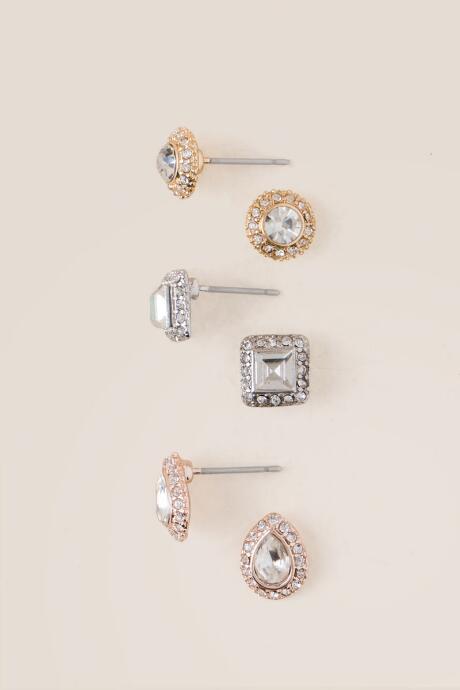 Francesca's Nancy Mixed Plating Stud Set - Mixed Plating