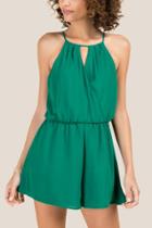 Francesca's Candee Keyhole Neck Romper - Jade