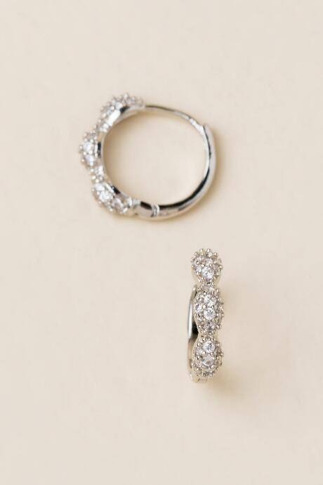 Francesca's Vernicia Huggie Hoop Earring - Crystal