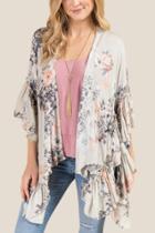 Francescas Blythe Floral Ruffle Ruana - Gray