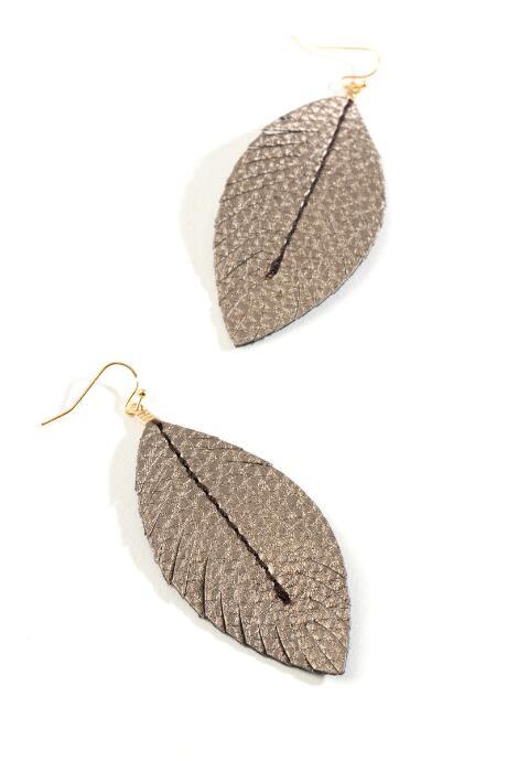 Francesca's Penelope Leather Drop Earrings - Pewter