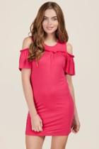 Alya Kerria Cold Shoulder Shift Dress - Neon Pink