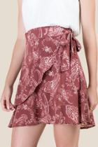 Francesca's Shannon Side Tie Wrap Skirt - Cinnamon