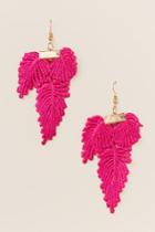 Francesca's Rio Macrame Leaf Drop Earring - Neon Pink
