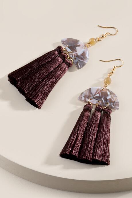 Francesca's Phoebe Tassel Drop Earrings - Brown