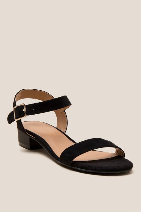 Francesca's Ivory Wide Strap City Sandal - Black