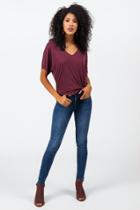 Francesca's Lareen Crochet Back Top - Wine