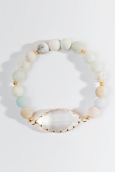 Francesca's Jazmin Semi Precious Stone Bracelet - Crystal