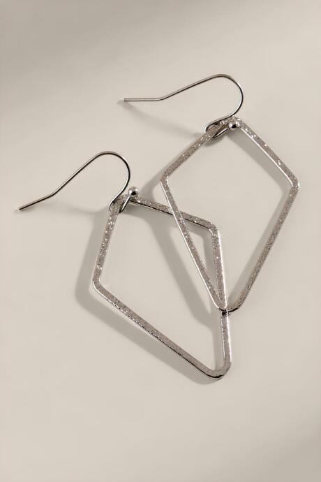 Francesca's Brooke Open Diamond Drop Earrings - Silver