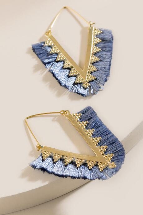 Francesca's Aria Tassel Statement Hoops In Gray - Gray