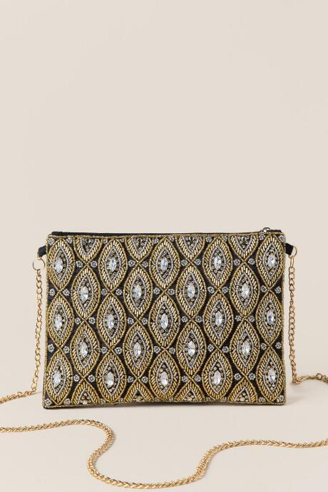 Francesca's Valerie Embellished Crossbody Clutch - Black
