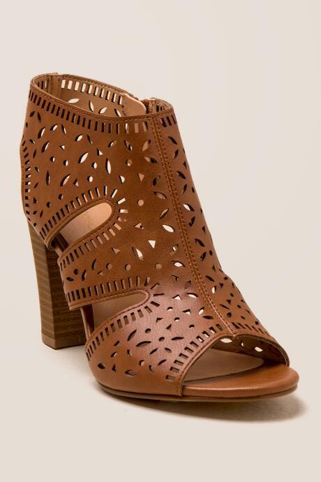 Francesca's Blain Laser Cut Shootie Heel - Tan
