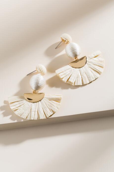 Francesca's Joy Raffia Statement Earrings In Ivory - Ivory