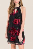 Alya Careen Floral Burnout Velvet Dress - Black