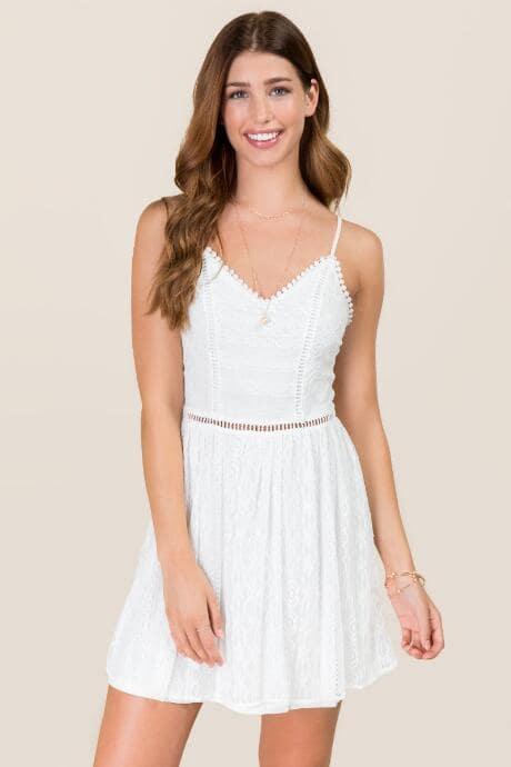 Francesca's Nicolette Lace A-line Dress - White