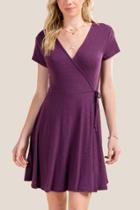 Francesca Inchess Mya Faux Wrap Knit Dress - Purple