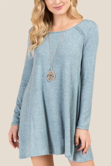 Alya Layna Tie Back Hacci Knit Dress - Oxford Blue