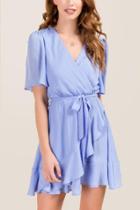 Blue Rain Elina Surplus Tie Waist Ruffle A-line Dress - Oxford Blue
