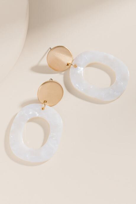 Francesca's Brittany Circle Drop Earrings - Ivory