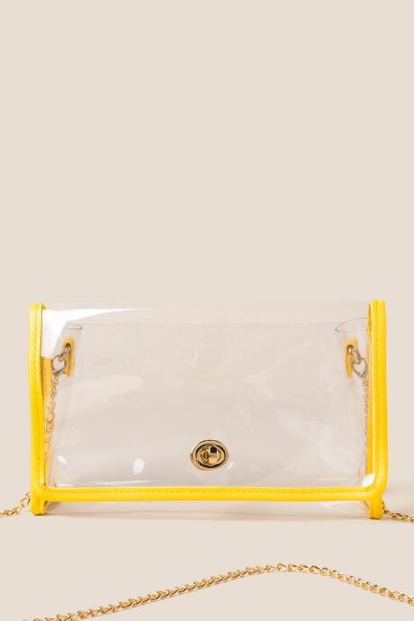 Francesca's Gabby Clear Lock Crossbody - Yellow