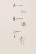 Francesca's Mayra Feather Stud Earring Set - Silver
