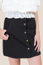 Francesca's Hudson Snap Front Mini Skirt - Black