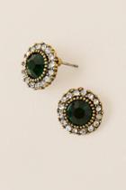 Francesca's Norah Pav Trim Stud Earring In Emerald - Emerald