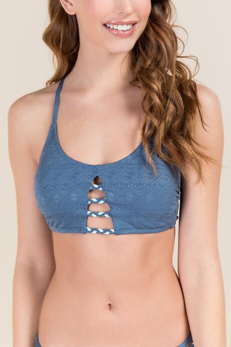 Francesca's Gracie Braided Ladder Swimsuit Top - Blue