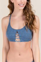 Francesca's Gracie Braided Ladder Swimsuit Top - Blue