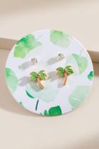Francesca's Palm Tree Stud Earring Set - Green
