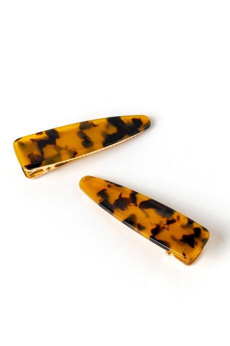 Francesca's Brenda Tort Barrettes - Amber
