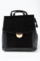Francesca's Perry Suede Front Flap Backpack - Black