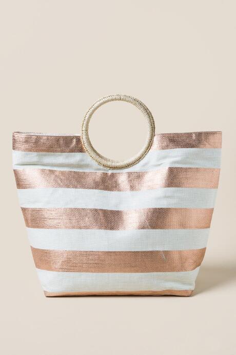 Francescas Marta Striped Tote - Rose/gold