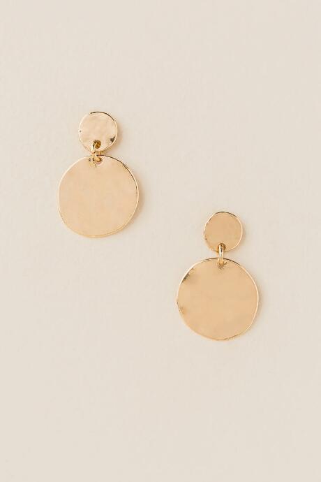 Francesca's Celeste Hammered Coin Drop Earring - Gold