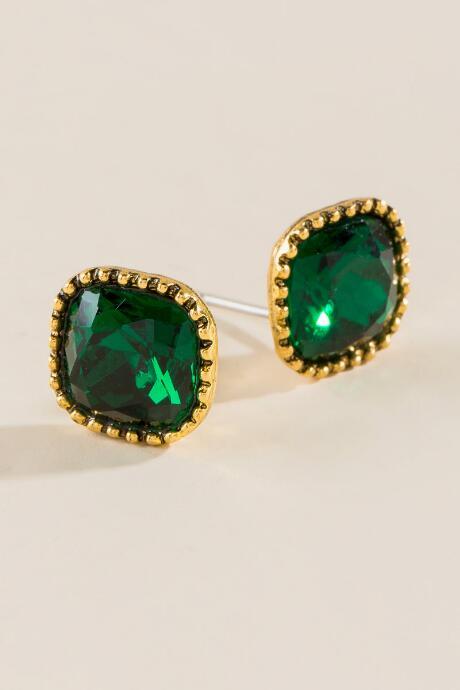 Francesca's Alexa Emerald Crystal Studs - Emerald