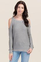 Quinn Adriana Cold Shoulder Tape Yarn Sweater - Gray