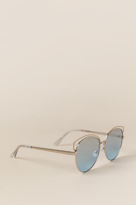 Francesca's Gizele Flat Lens Sunglasses - Blue