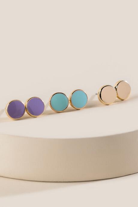 Francesca's Chrissy Enamel Stud Set - Multi